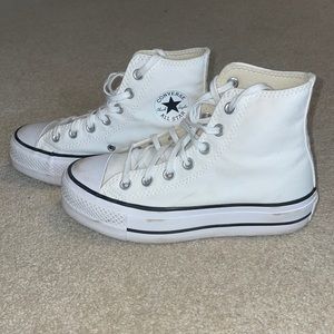 Platform white high top converse size 5.5